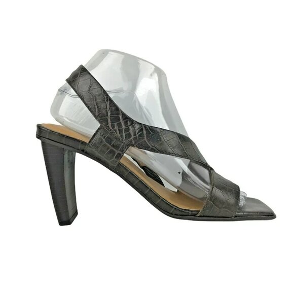 Nine West Womens Elite Dark Brown Leather‎ Open Toe Slingback Heels Size 7.5 M - Picture 1 of 8